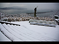 雪に覆われた傘松公園展望所