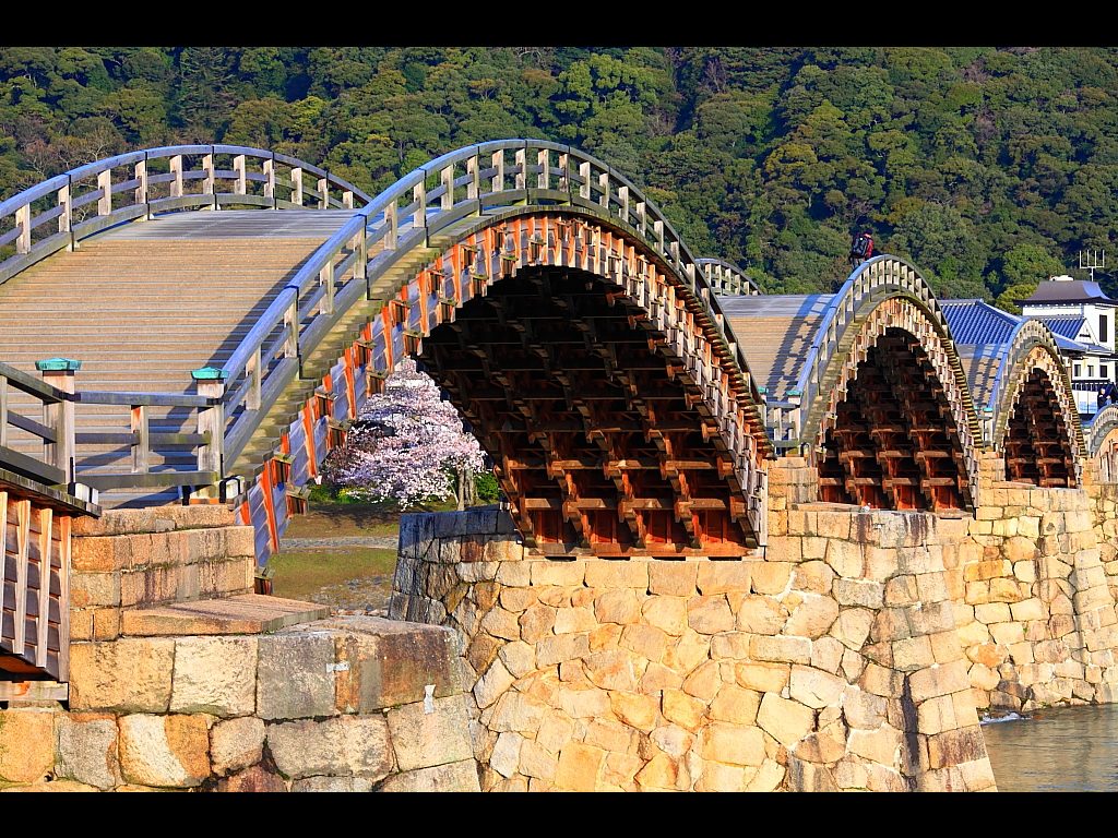 錦帯橋のアーチの美しさ　左クリックで錦帯橋 桜へ右クリック背景に設定で壁紙へ