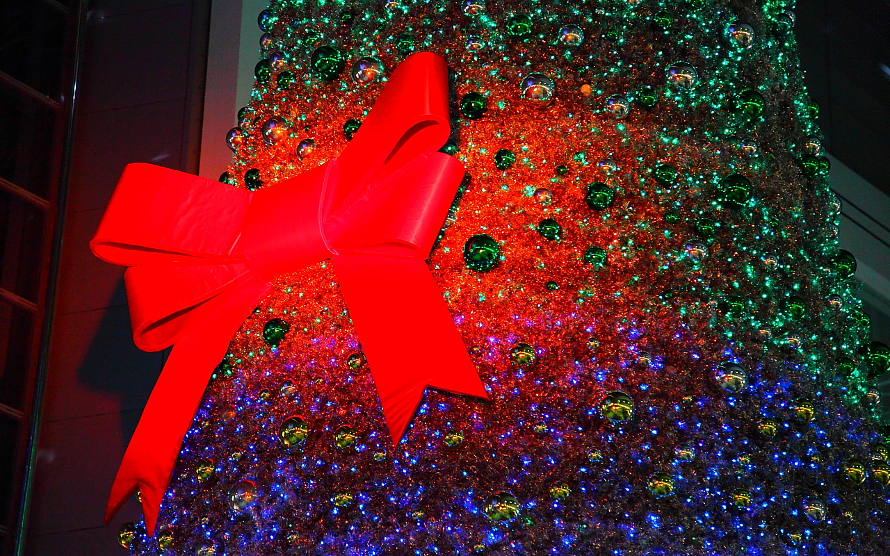 キャナルガーデンクリスマスツリー1280x800サイズ　左クリックで神戸クリスマス夜景2010へ右クリック背景に設定で壁紙へ