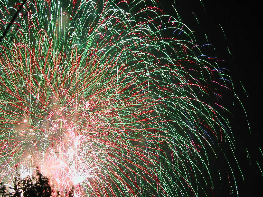 The fireworks which go up at a stretch