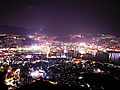 The night view of the Nagasaki street central part
