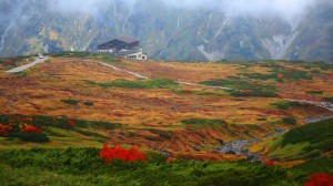天狗平紅葉と立山高原ホテルの建物1600×900