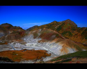 雷鳥沢から見る地獄谷草紅葉1280×1024