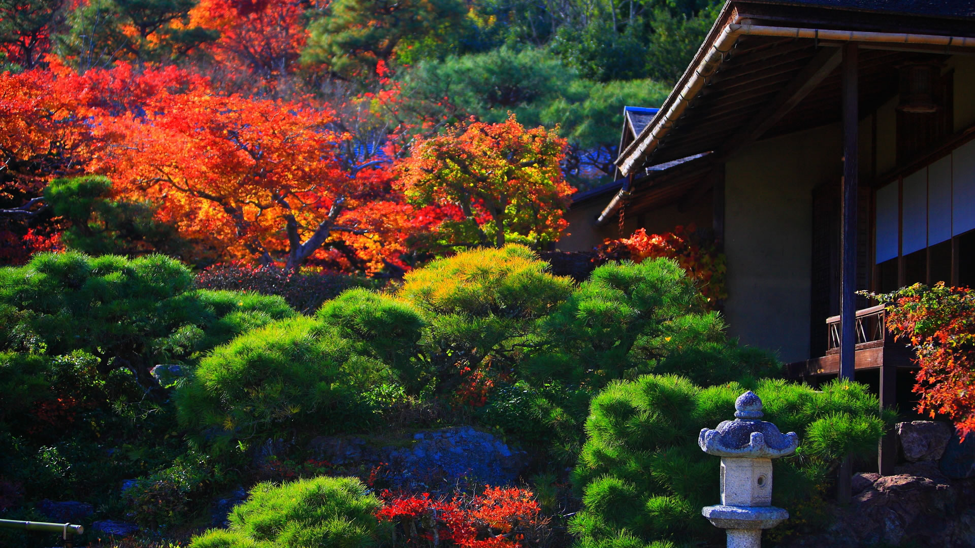 大乗閣建物と庭園19 1080 日本の風景大型サイズ無料壁紙
