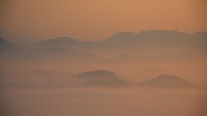 雲海と佐用の山並み1366×768