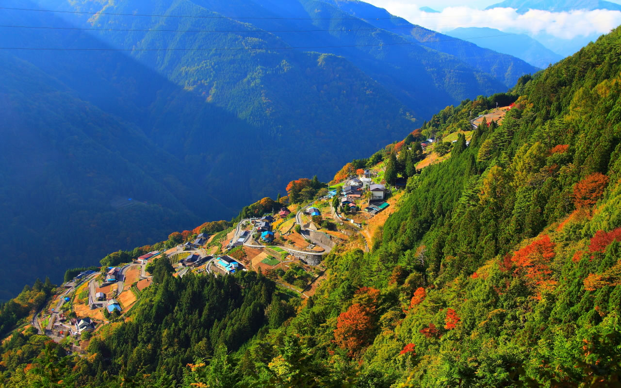 天空のビューポイント下栗の里1280 800 日本の風景大型サイズ無料壁紙
